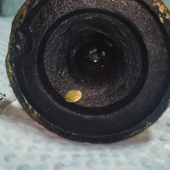 HURRICANE TALL 17" GOLDTONE CANDLESTICK CANDLE OR TEALIGHT HOLDER. HEAVY - Picture 6 of 12